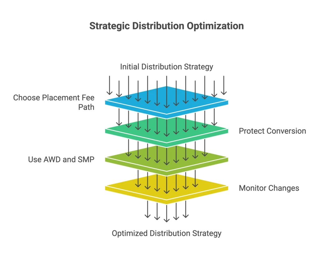Stacked horizontal layers demonstrate strategic distribution optimization for a professional Amazon agency.